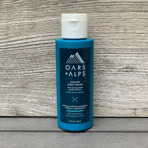 Oars + Alps Oars + Alps Hair and Body Travel Kit for Men, Includes Sulfate Free Shampoo, Conditioner, Body Wash, Deodorant, and Reusable Pouch, TSA Friendly, Fresh Ocean Splash Scent