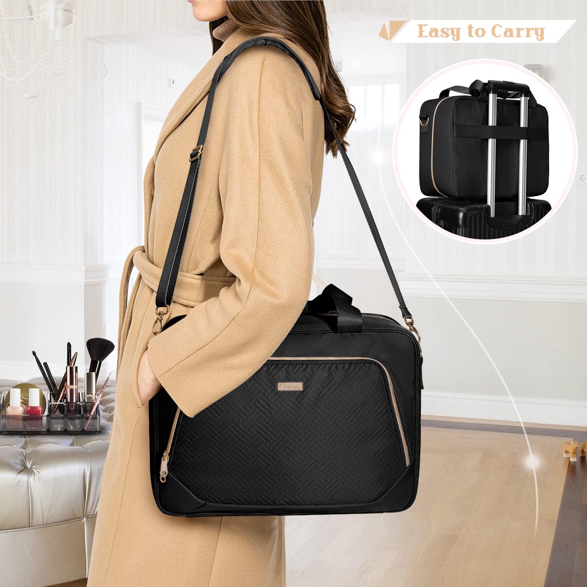 Prokva Prokva Professional Makeup Artist Travel Case with 4 Detachable Cosmetic Bags, Large Make up Organizer Bag with Makeup Kit Storage Section and Hair Tools Pocket, Black (Empty Bag Only)