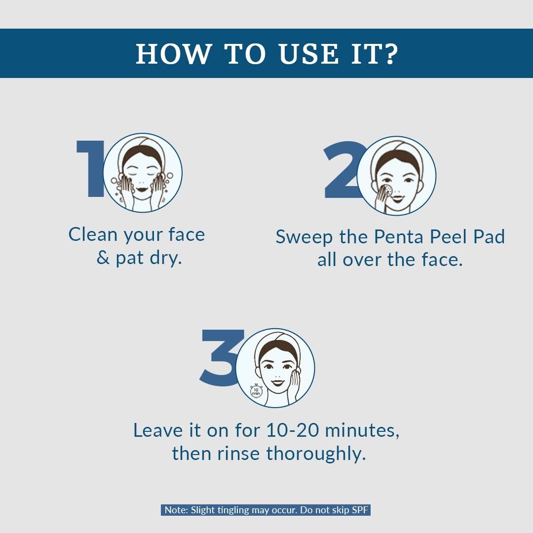 FIXDERMA COSMETIC LABORATORIES FCL Penta peel pads| Exfoliant | Removes dead cells | Reduces fine lines & wrinkles | Gentle & safe peeling pads| Improves skin texture | Shrinks open pores | Paraben Free | 25 pads