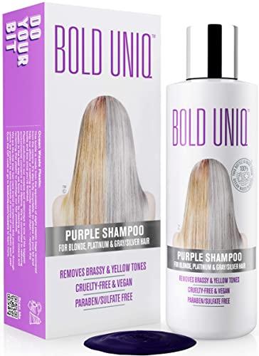 BOLD UNIQ BOLD UNIQ Heat Protectant Spray for Hair & Purple Shampoo Bundle. Thermal Protector up to 450ºF. Eliminates Brassy tones from Blonde, Platinum, Ash, Silver & Gray Hair. Sulfate-Free