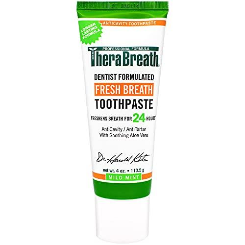 TheraBreath TheraBreath Fresh Breath Dentist Formulated 12-Hour Toothpaste, Mild Mint, 4 Ounce (Pack of 2), Packaging may vary
