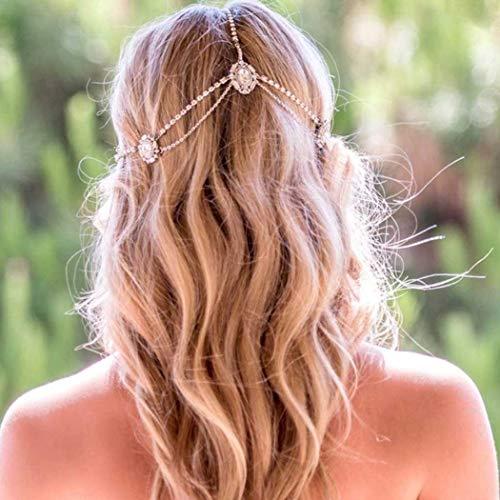 EVILD Evild Rhinestone Bridal Head Chain Silver Sparkly Layered Hair Accessories Wedding Glitter Headpieces for Women and Bride