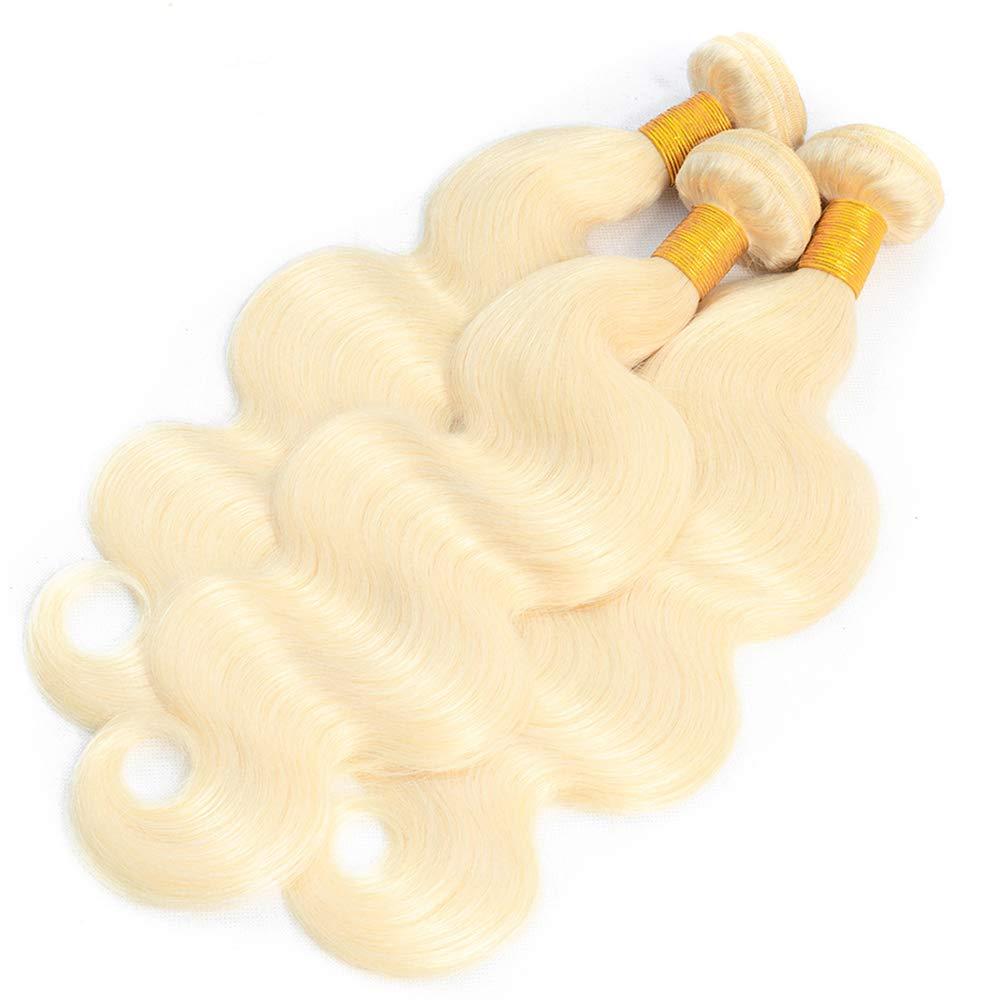 rcmei 613 Bundles with Frontal Peruvian Hair Blonde Body Wave Human Hair Bundles with Transparent Color Lace Frontal with Baby Hair Ear to Ear Honey Blonde Remy Hair Can Be Dyed (161618+14 inch, 613)