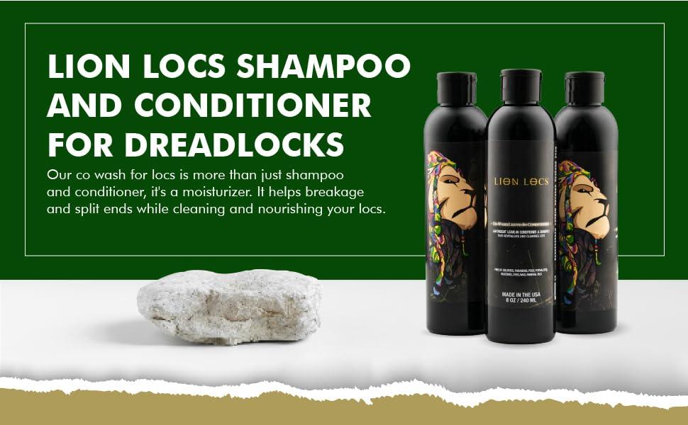 Beard Gains Lion Locs Shampoo and Conditioner for Dreads, Sisterlocks, Locks, & Dreadlocks | Lightweight Vegan Co Wash (8oz)