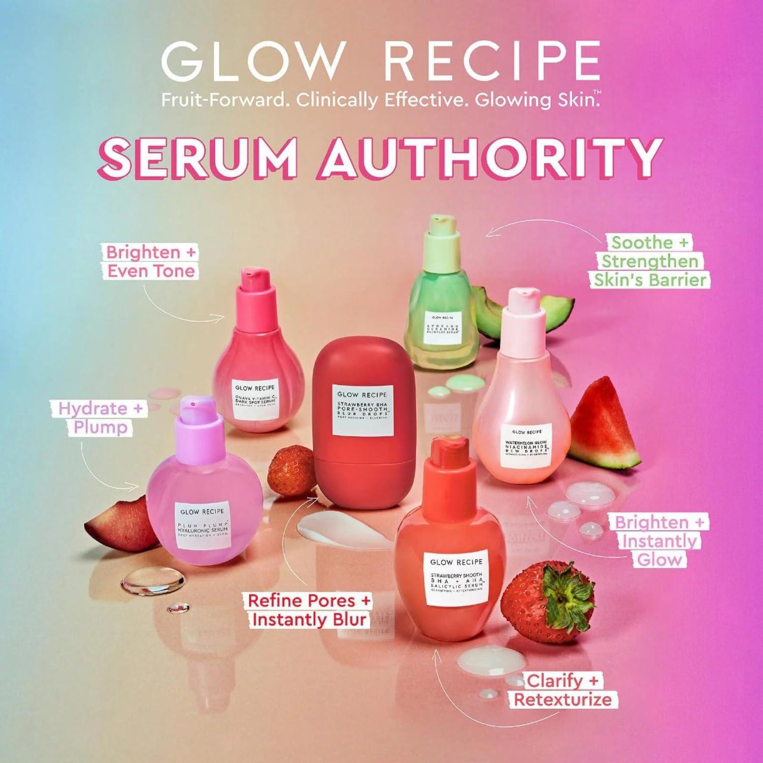 Glow Recipe Glow Recipe Brighten + Soothe Duo - Watermelon Glow Niacinamide Dew Drops (40ml) Highlighting Serum + Avocado Ceramide Recovery Serum (30ml) to Reduce Look of Redness, Uneven Tone, and Dark Spots