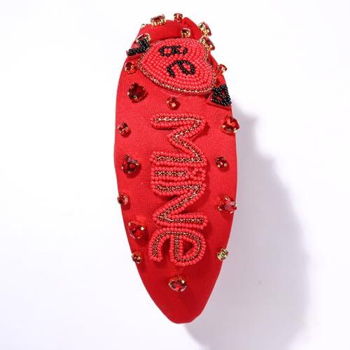 CEALXHENY CEALXHENY Valentines Day Headband for Women Rhinestone Heart Headbands Red Pink Crystal Knotted Headband Valentines Day Hair Accessories Gifts (Be Mine)