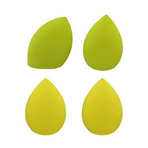 Miss Lil USA Miss Lil USA Makeup Sponge Blender Multicolor Set - Non Latex, Soft, Professional Beauty Sponge Foundation Blending Blender with Egg Case, Flawless for Cream, Powder and Liquid (4PCS, Yellow, Lime)