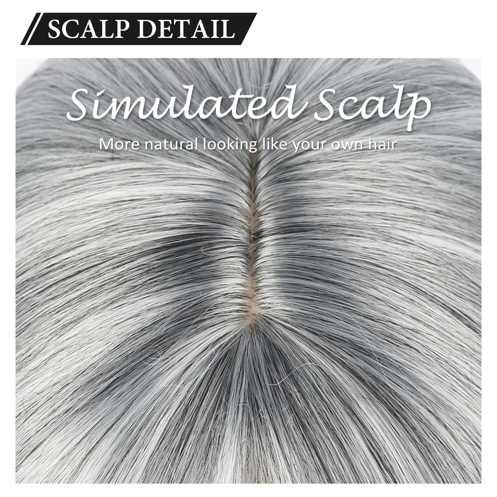 Liyouda Liyouda Short Gray Wigs for White Women Should Length Grey Layered Wigs, 14inch Grey Wig Wavy Curtain Bangs Wig Silver Gray Wigs for Black Women Synthetic Light Gray Wigs for Older Women