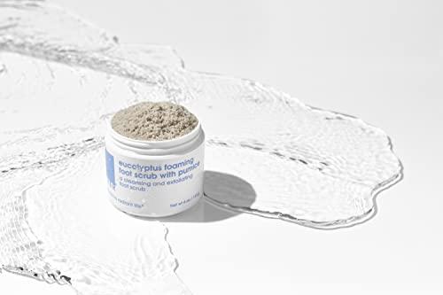 LATHER LATHER Foot Scrub with Pumice Stone - Gentle Exfoliating Foaming Foot Scrub for Skin - Cracked Heel Repair for Smooth, Soft Feet - Pedicure Foot Spa | 4 Oz