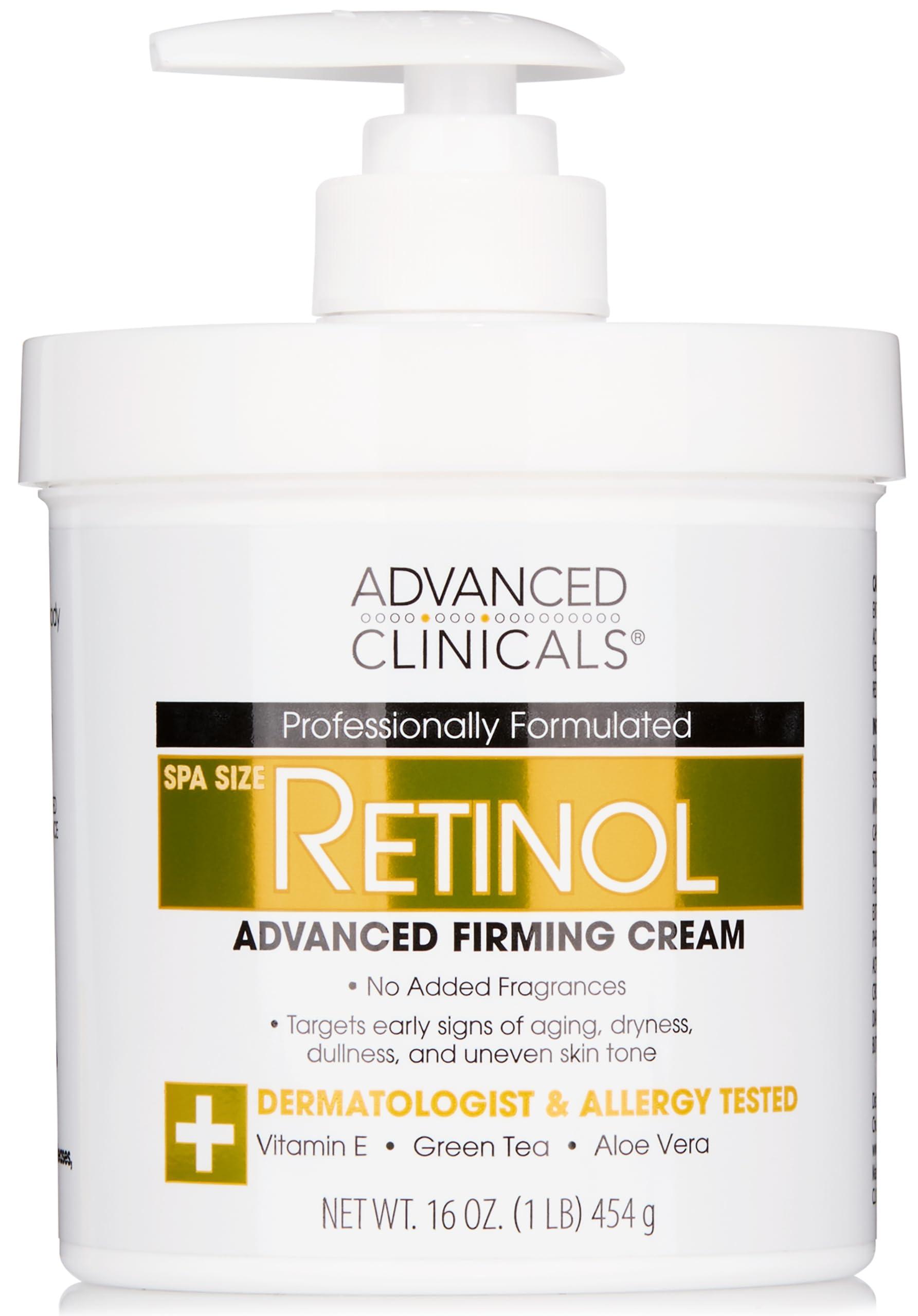 Advanced Clinicals Advanced Clinicals Retinol Body Lotion Moisturizer Face Lotion & Body Cream | Crepey Skin Care Treatment Targets Look Of Crepe Skin, Wrinkles, Sagging Skin, & Sun Damaged Skin, 16 Oz