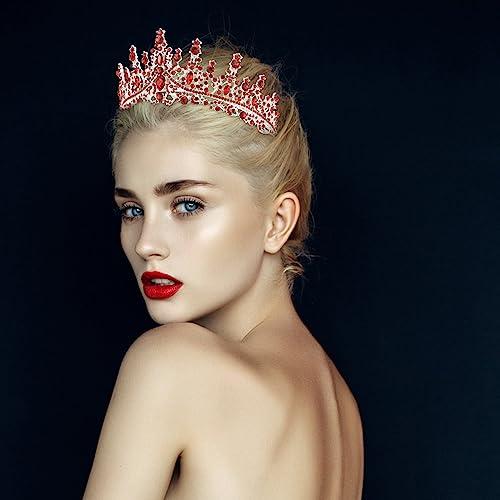 TIHEBAX Tihebax Birthday Queen Sash & Rhinestone Tiara Red Sliver Crown Birthday Sash and Tiara for Women Girls Princess Tiara Crown Birthday Accessories Headband and Sash for Girls