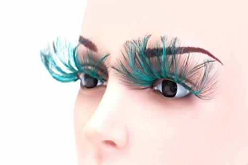 AnHua AnHua 1 Pair Long Feather False Fake Eyelashes Eye Lashes Halloween Fancy Dress Party Cosplay (Blue)