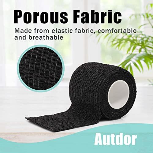 Autdor Autdor Tattoo Grip Cover Wrap - 12Pcs 2" x 5 Yards Disposable Cohesive Tattoo Grip Tape Wrap Black Elastic Bandage Rolls Self-Adherent Tape for Tattoo Machine Grip Tube, Sports Tape