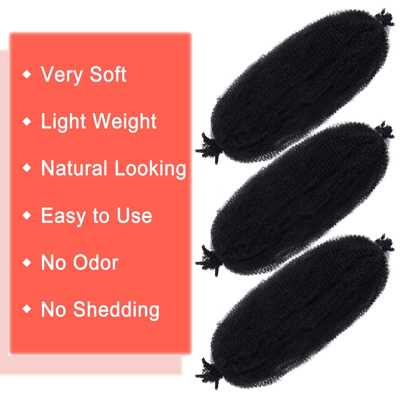 GOWIT Marley Twist Braiding Hair 18 Inch 7 Packs Afro Twist Hair Pre Separated Spring Twist Hair Pre Fluffed Cuban Twist Hair Synthetic Wrapping Hair Extensions for Soft Locs(18\",1B)