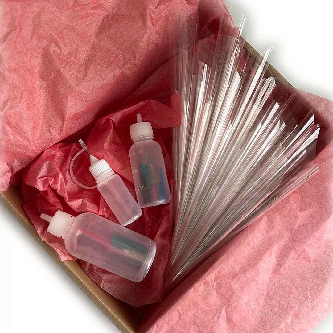 BEAUTYMEHNDI STORE Jagua Henna Bottles Cones Set for Temporary Tattoo (35 pcs In Set - 20 cones, 3 bottles, 12 pins) | Applicator Kit Empty Cones Caps Needle Tips for Beginners Mehendi