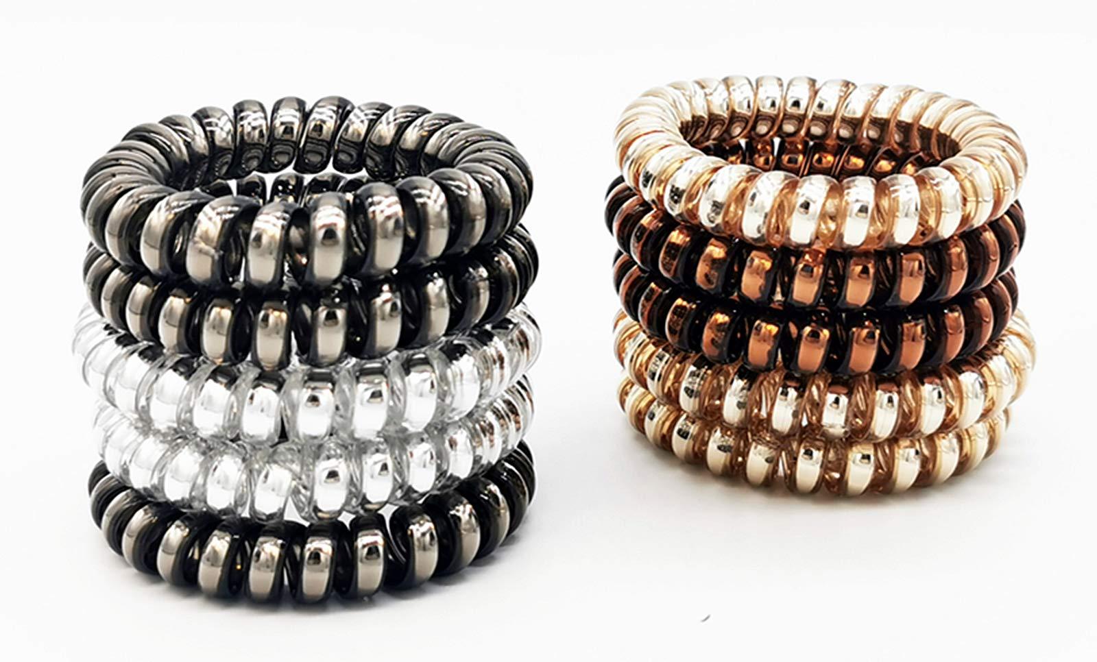 DYMSUP 10 PCS Spiral Hair Ties No Damage for Thick Hair, Hair Scrunchies for Women\'s Hair Ponytail Holders Plastic Hair Elastics Hair Bands Hair Coils