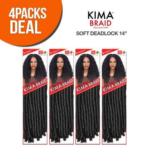 Harlem 125 Harlem125 Synthetic Hair Braids Kima Braid Soft Dreadlock 14" (4-Pack, 1B)