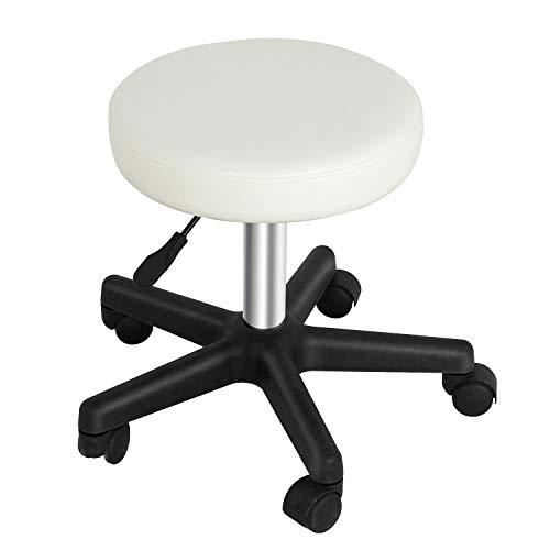 ZENY ZENY Adjustable Rolling Stool with Wheels Swivel Stool Chair Hydraulic Stool Office Stool for Beauty Salon Massage Spa Medical Tattoo Drafting, White