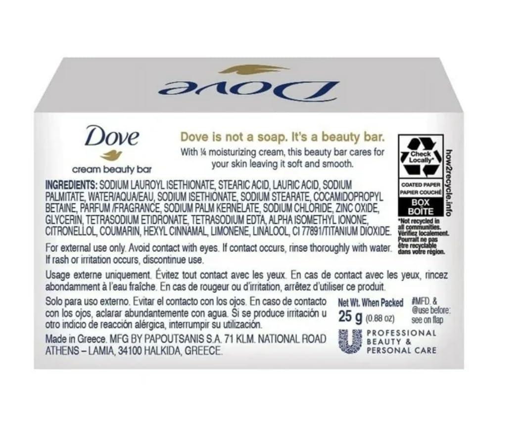 Safe Essentials Safe Essentials (12) Pack 25 grams Dove Cream Beauty Bar Travel Size Soap .88 oz