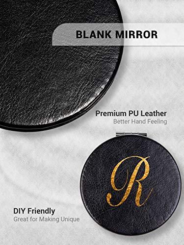Getinbulk Getinbulk Compact Mirror Bulk, Set of 12 Round Double-Sided 1X/3X Magnification PU Leather (Black, 2.8")