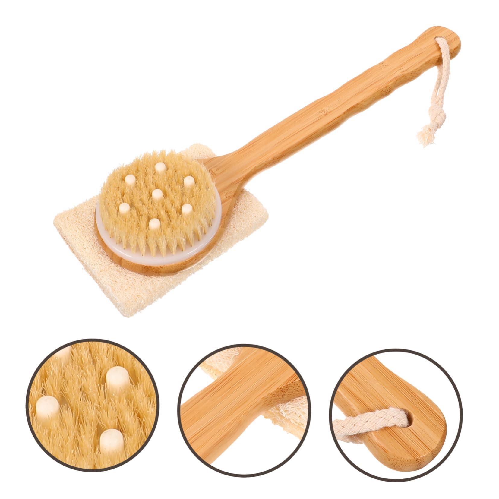 Beaupretty Beaupretty Natural Loofah Stick Bath Brush Handle Body Skin Scrubber for Shower Bath