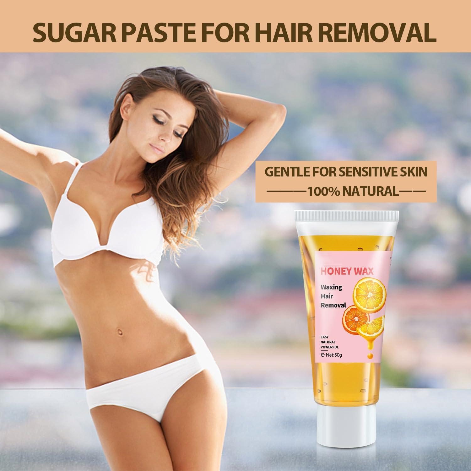 SUMAX Honey Wax Hair Removal Kit, Sugar Wax for Face Hair Removal Women Sugar Waxing Kit for Women Brazilian Wax for Bikini Hair Removal Sugaring Wax Kit with Strips