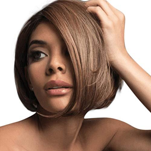 FeiFei66 FeiFei66 Brazilian Virgin Charming Nature High Temperature Wire Wig Hair Full Short Bob Wigs for Fashion Black Women,11 inches