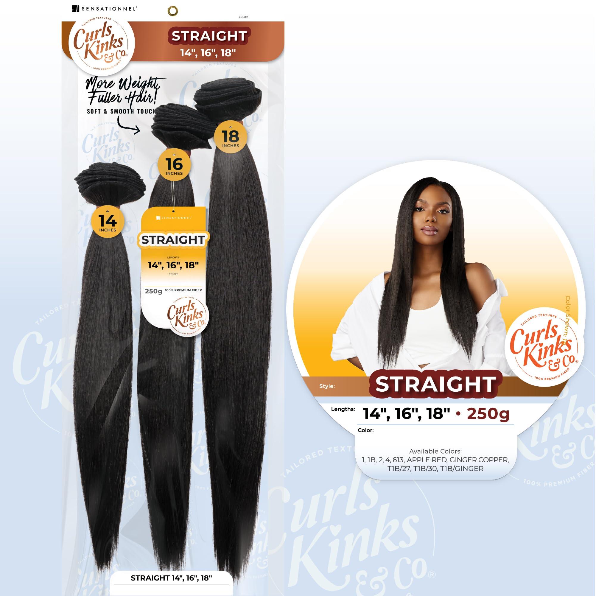 Sensationnel Sensationnel Curls kinksandco synthetic bundles - straight multibundle quick weave hair for natural 3c to 4c hair textures (14 16 18 inch, 4 MEDBROWN)