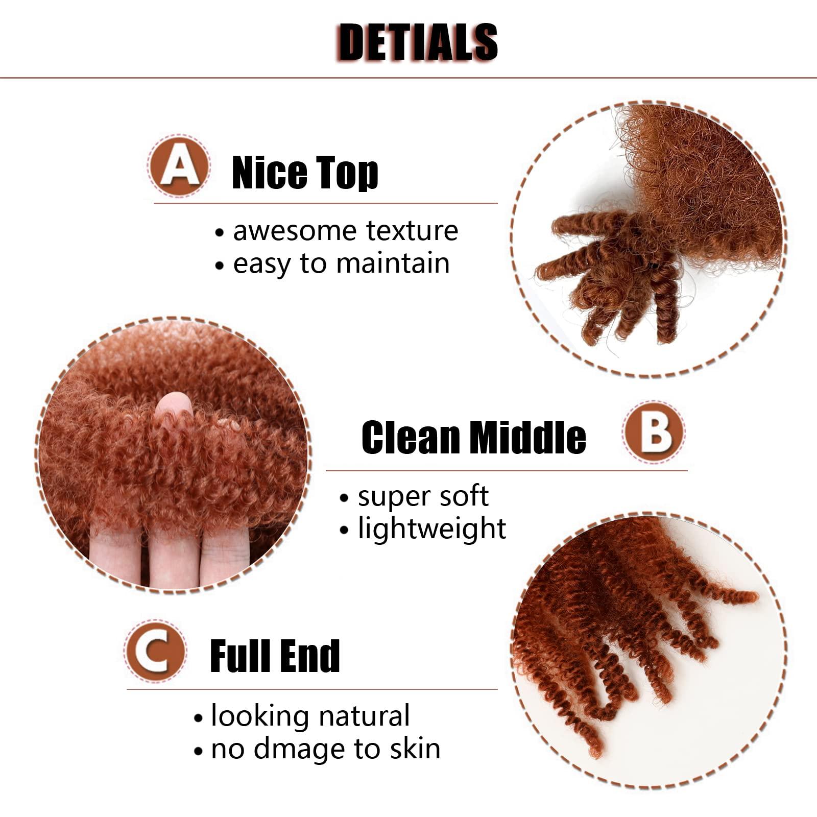 VCEOW VCEOW 6 Packs Ginger Springy Afro Twist Hair 16 Inch VCEOW Pre-Separated 350# Marely Twist Crochet Braiding Hair Soft Pre-fluffed Spring Twist Synthetic Wrapping Hair Extensions