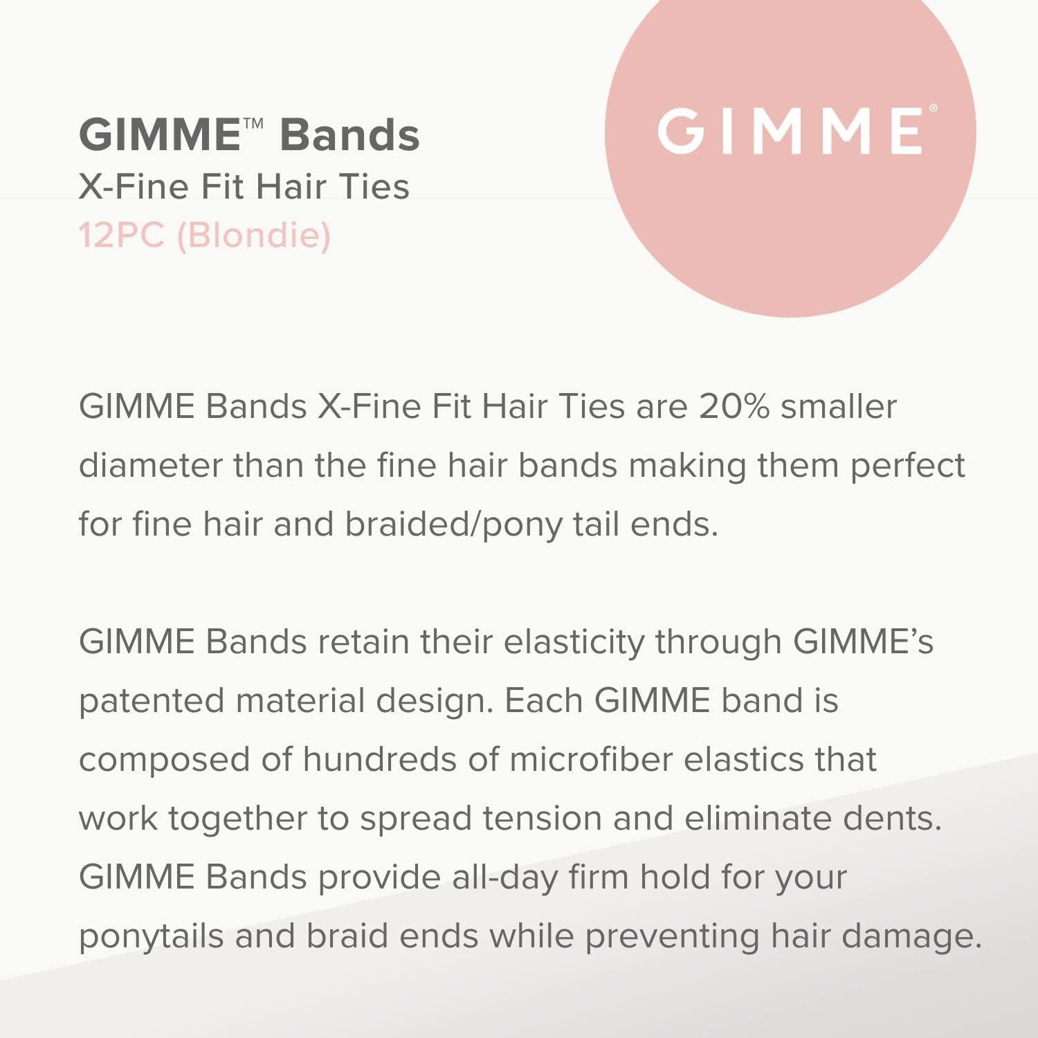 GIMME Gimme Beauty - Extra Fine Hair Ties - Blondie - Seamless, No Break Microfiber Elastic Hair Ties - Firm Yet Gentle Hair Accessories with All Day Hold + No Snagging, Dents, or Breakage (12 Count)