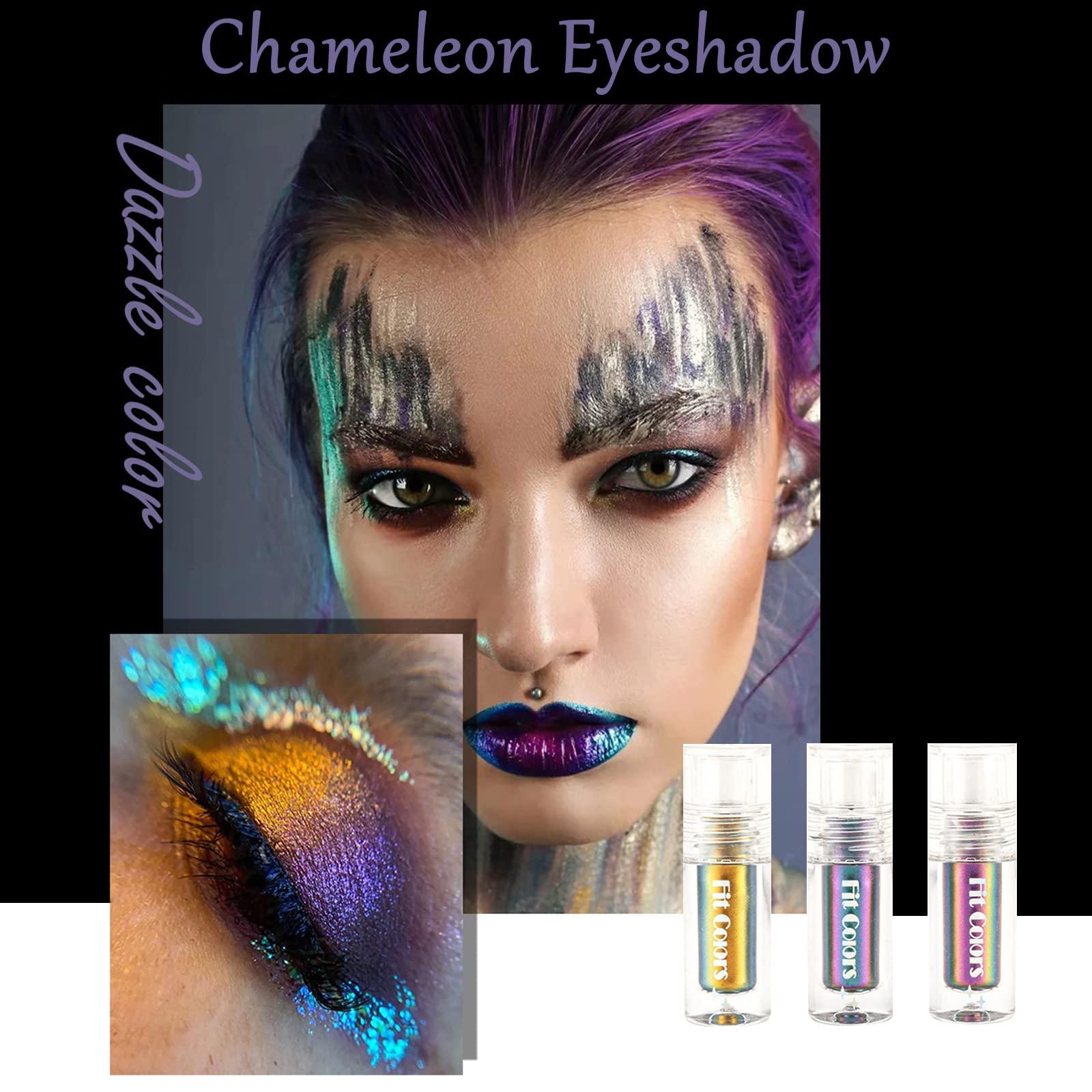Domality Domality Chameleon Eyeshadow Liquid Set, 3pcs Intense Color Shifting Multichrome Eyeshadow, Highly Pigment Metallic Long Lasting Quick-Drying No Creasing Eye Makeup
