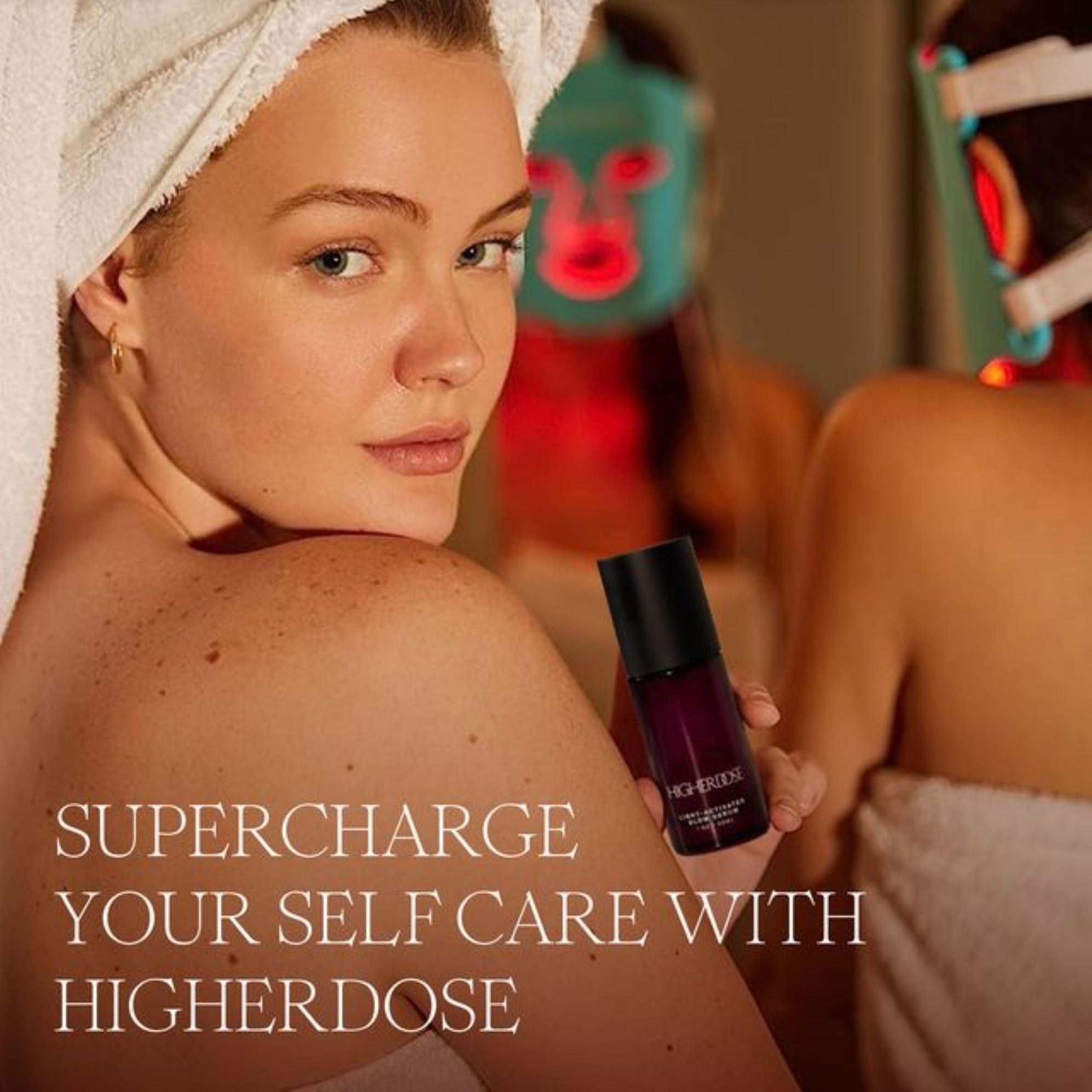 HigherDOSE HigherDOSE Red Light Therapy Face Mask & Light-Activated Glow Serum - Cordless LED Facial Light Therapy Promotes Cellular Renewal & Glowing Skin - Collagen Face Serum Boosts Infrared Benefits (2 Pcs)