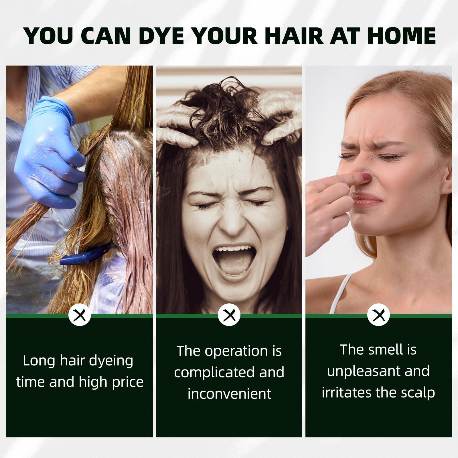 MOISTAR KAISASA Black Hair Dye Shampoo 3 in 1 for Gray Coverag Color Shampoo for Women/Men Instant Herbal Semi Permanent champu para canas