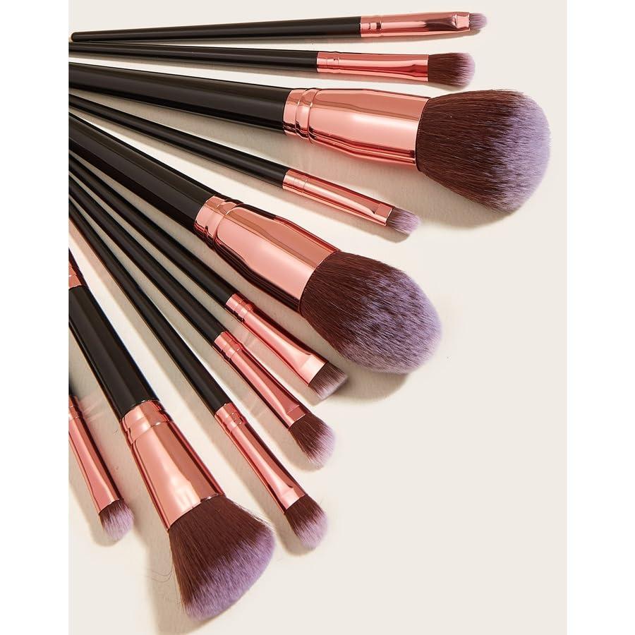 JMKJMJP JMKJMJP 10 pieces of black makeup brush set, super large, including foundation make-up brush, brush