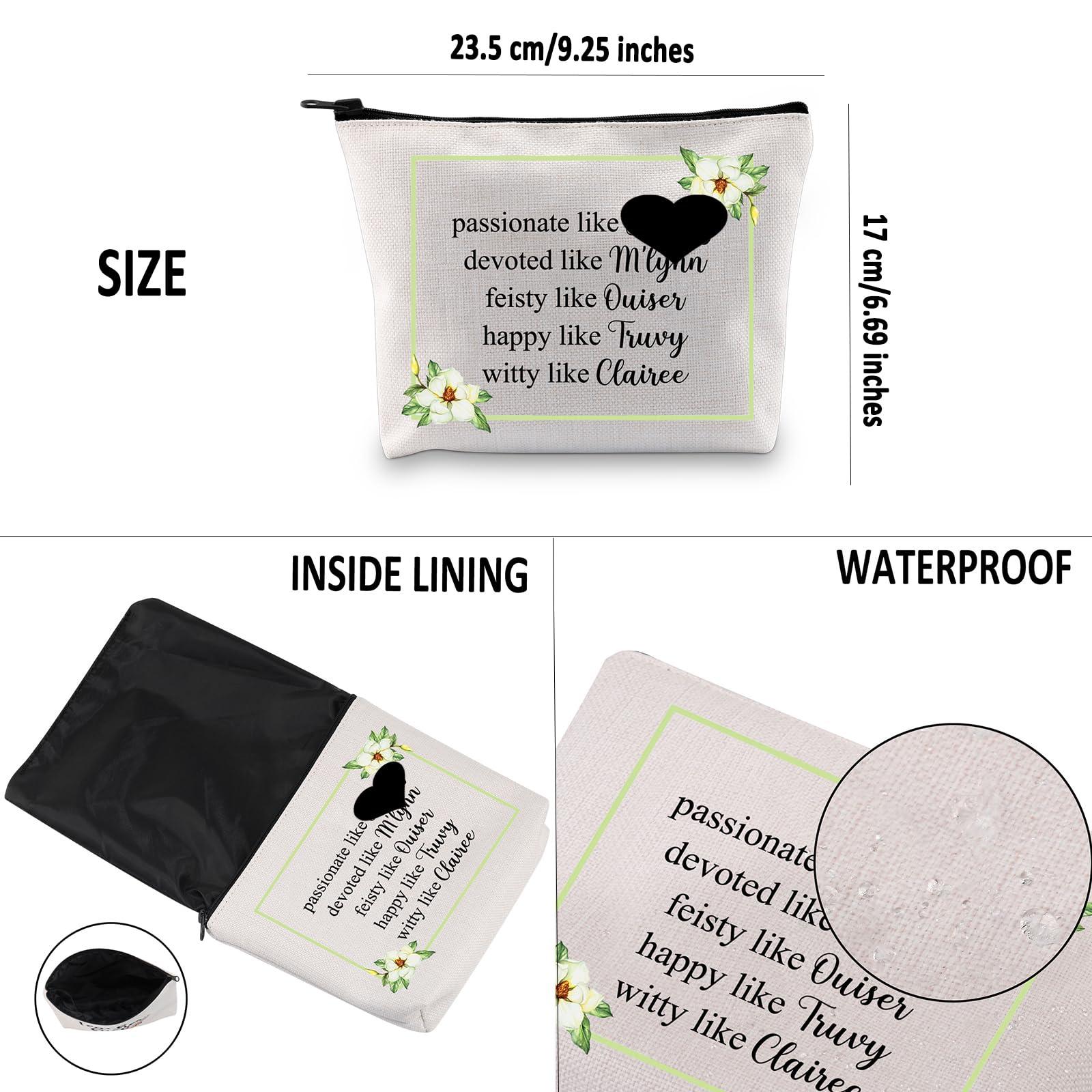 G2TUP G2TUP Magnolias Inspired Gift M'Lynn Truvy Ouiser Clairee Annelle Makeup Bag Movie Fan Cosmetic Bag Best Friend BFF Gift Zipper Travel Case (Ouiser Clairee Annelle White Bag)