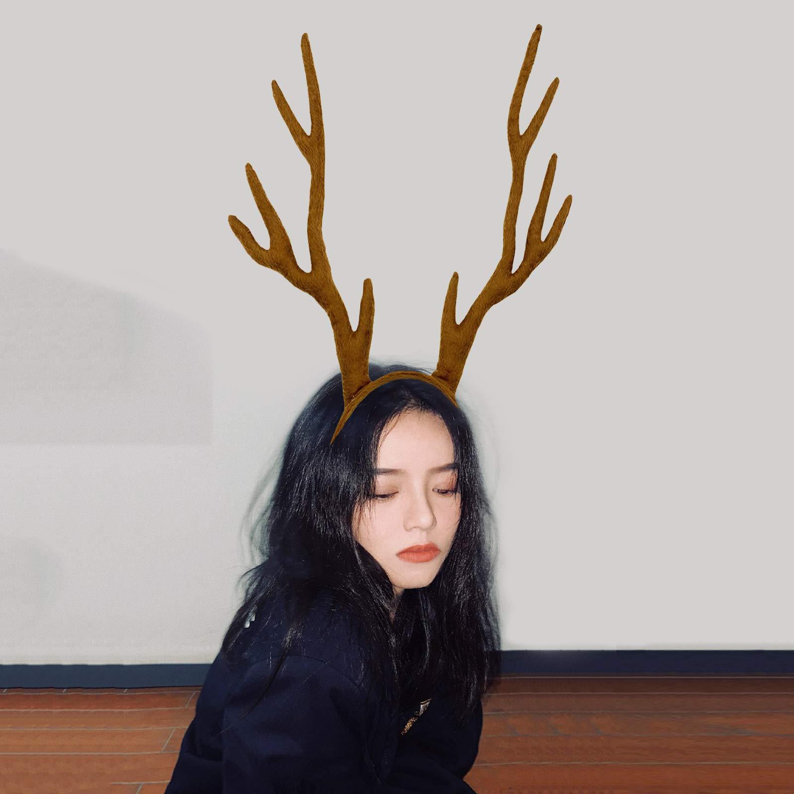 MR.FOAM MR.FOAM Reindeer Antlers Headband, Festive Adult Deer Antler Headpiece for Halloween, Christmas, and Easter Party (brown)