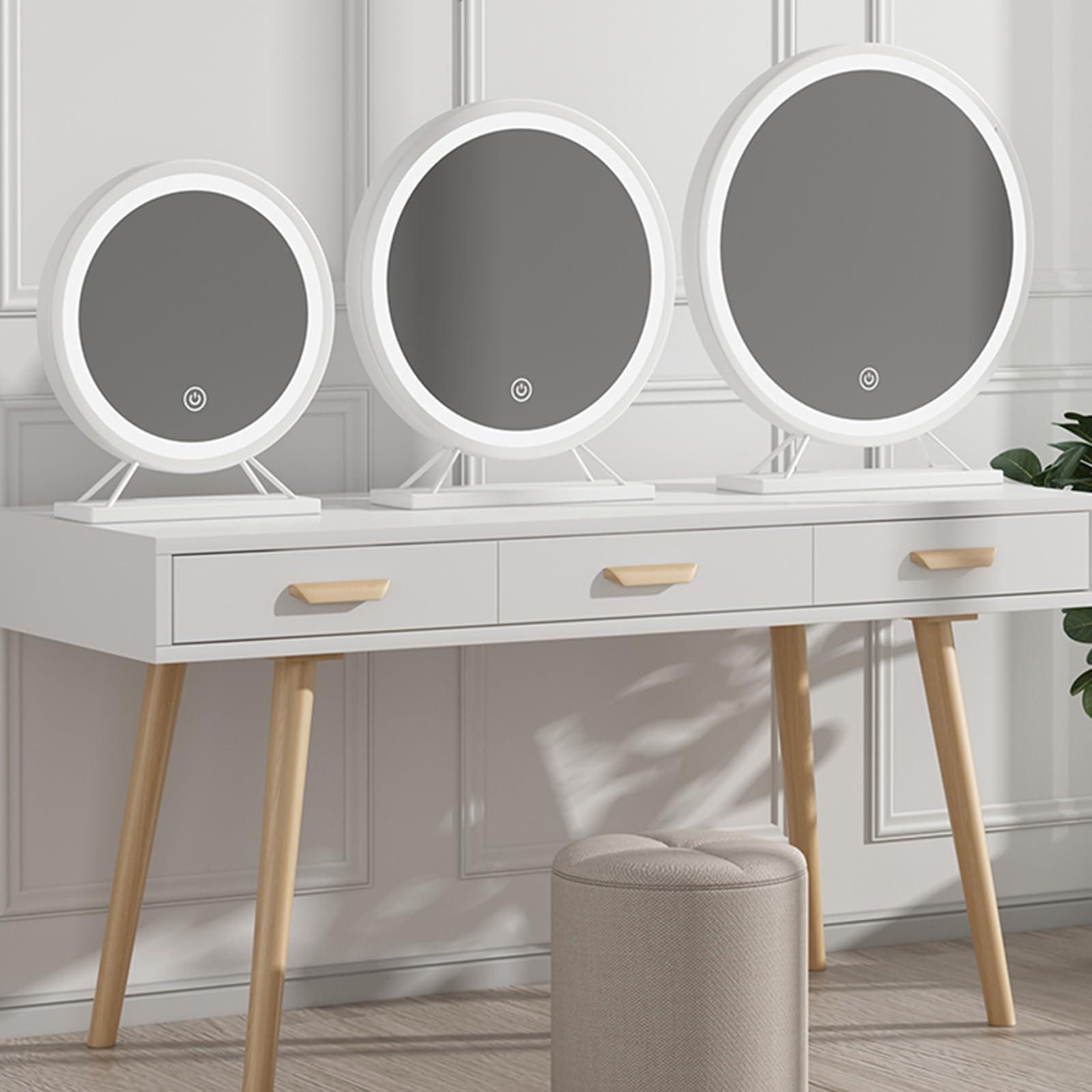 Topjia TopJia Makeup Mirror,Vanity Tabletop Mirror Countertop Mirror,Bathroom Shaving Mirror, Cosmetic Dressing Table Circle Mirror Dressing Table, Desk, Bathroom, Bedroom(40cm, Black), 1774273