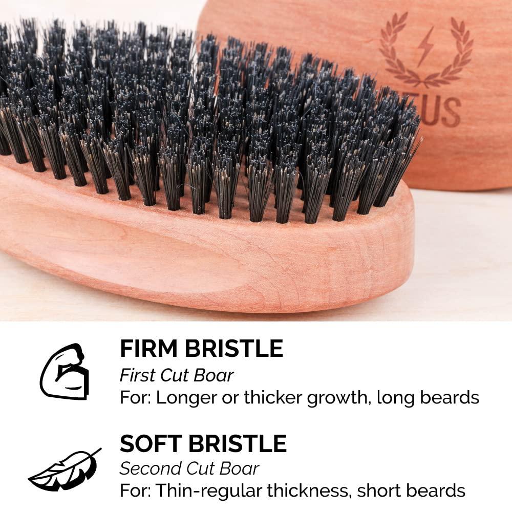ZEUS ZEUS Oval Military Beard Brush with Bristle Cleaner, Boar Bristle Beard Brush & Bristle Rake Cleaner Gift Set (Made in Germany) Firm Bristles Q91