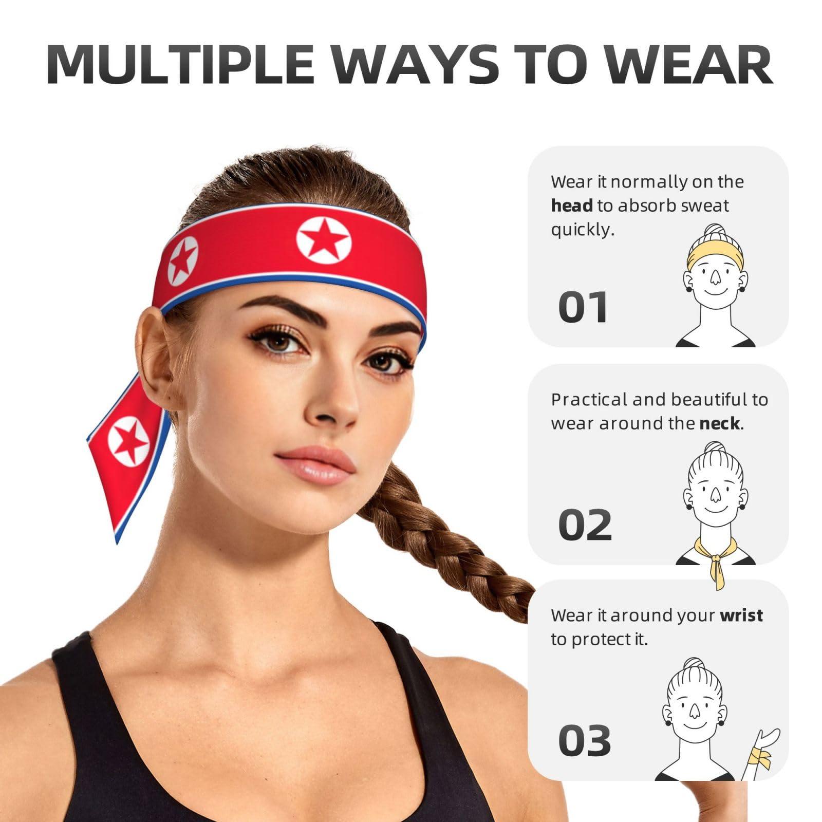 YQxwJL YQxwJL Korean Flag Print Head Tie Headbands For Men Women, Adjustable Bandana Sweatbands Hair Wrap Bands For Sports