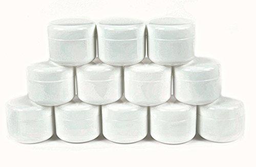 Vivaplex Vivaplex, 12, White, 4 oz Cosmetic Jars, with Inner Liners and Dome Lids