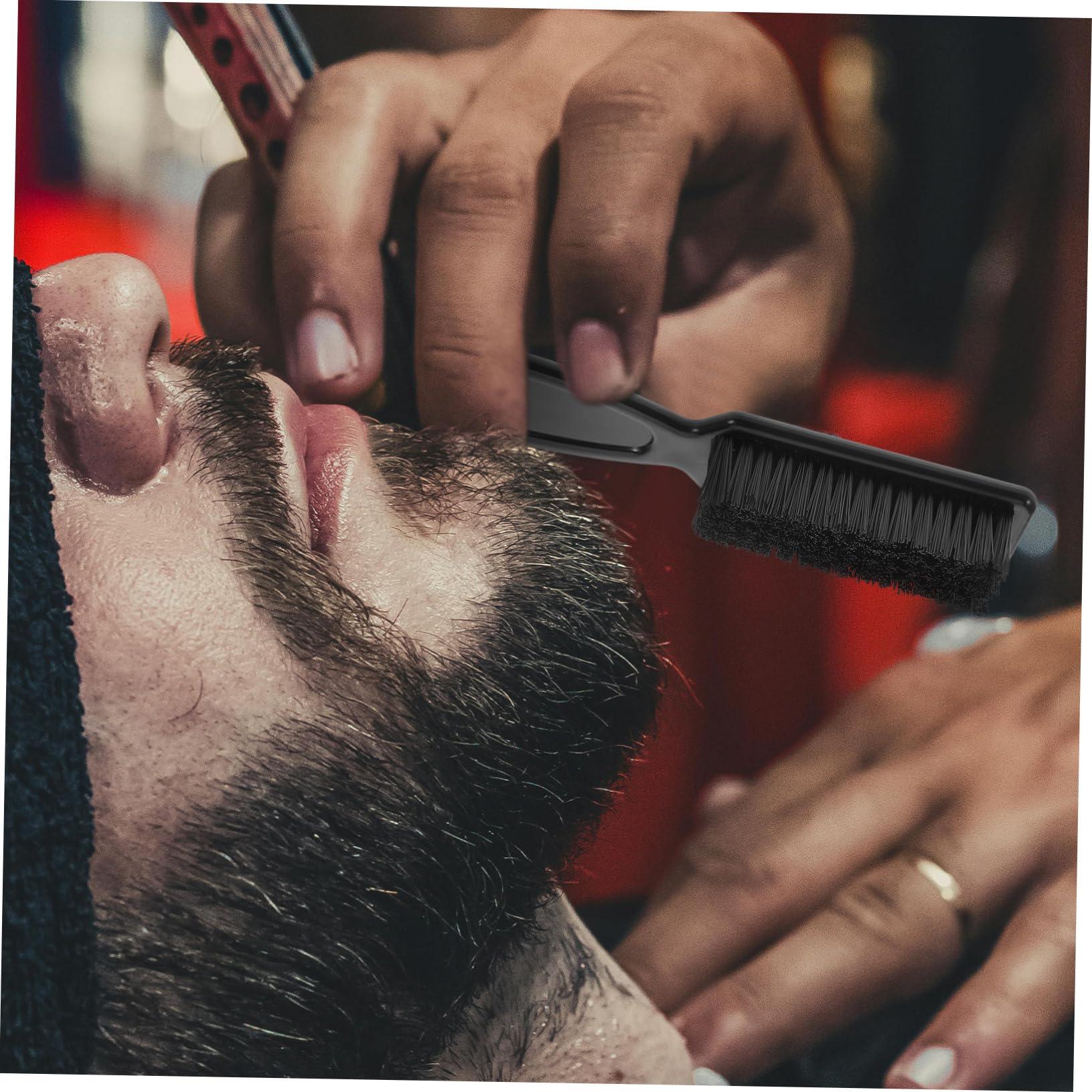 PLAFOPE PLAFOPE 8pcs Barber Fade Brushes Set Mustache & Beard Trimmer Cleaning Brushes with Handle Beard Brush Boar Bristle for Men for Barbers and Home Grooming