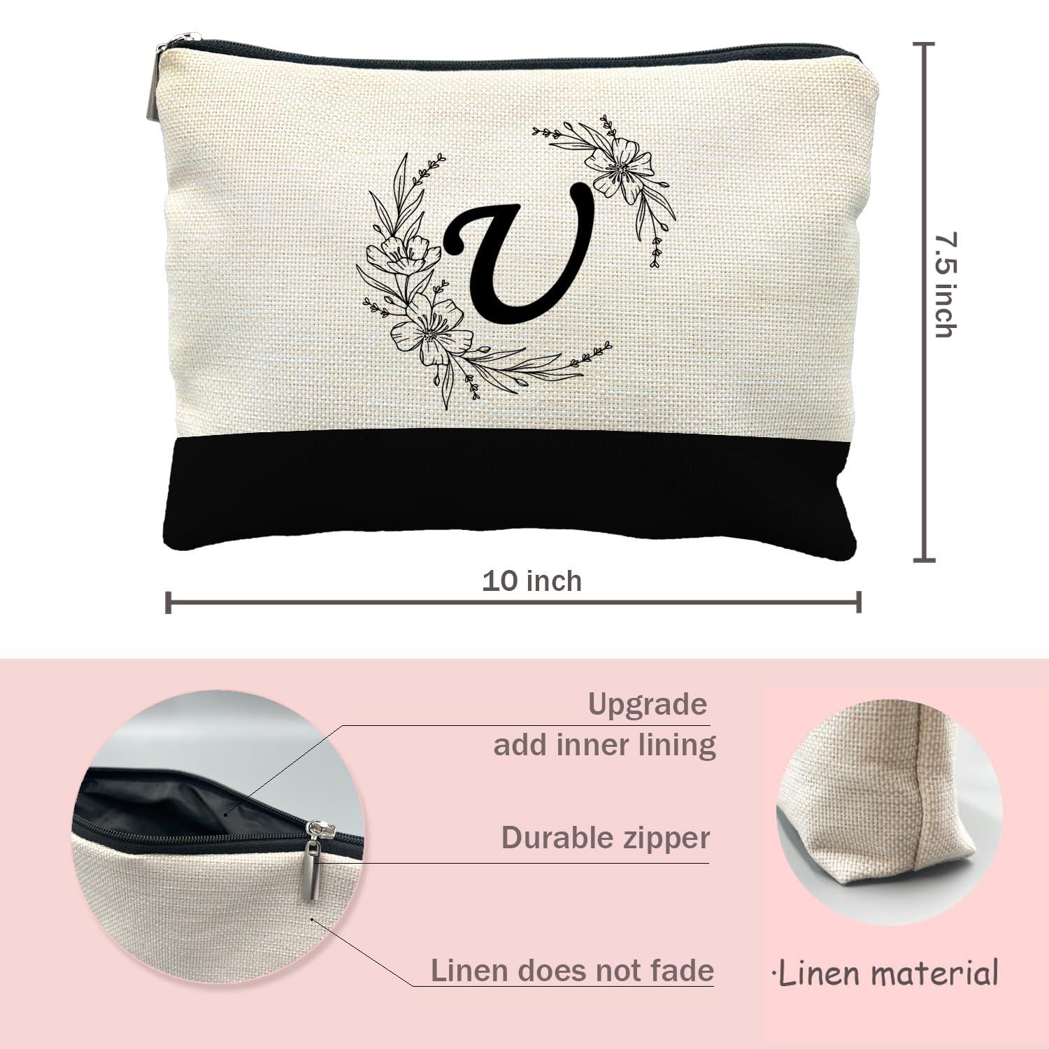 Likjad Likjad Bride Bridesmaid Cosmetic bag,personalized makeup bag,Initial Monogram Personalized makeup bag,bridesmaid gifts,personalized gifts,make up bag,monogrammed gifts for womenU