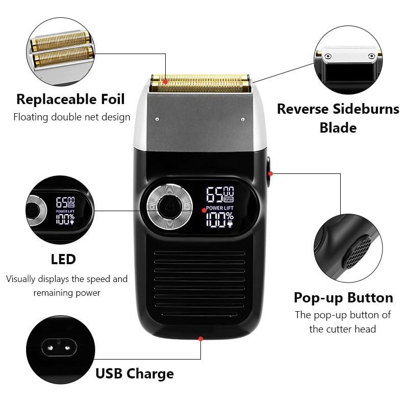 WTCBQC Electric Razors for Men, Professional Shaver Hair Cleaning Shave Shaper Foil Electric Shaver Head Shaving Machine Rotary Motor Electric Razor for Men (Color : OneColor)