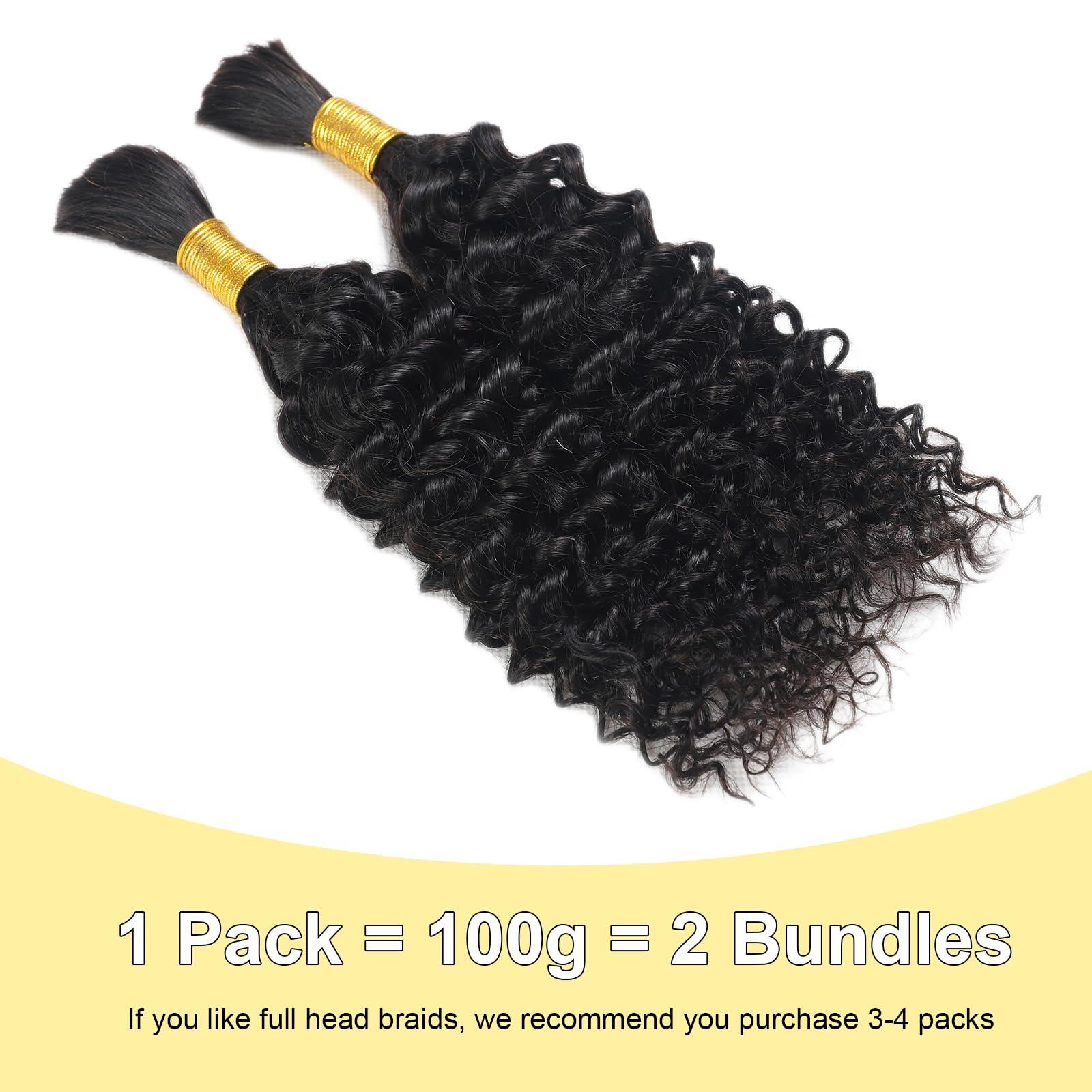 CNZZJX Human Braiding Hair Curly Bulk Human Hair for Braiding No Weft Human Hair Bundles for Braiding Wet and Wavy Human Hair Braiding Hair for Boho Box Braids 100g Per Pack CNZZJX