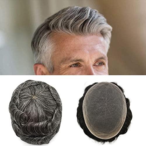 Notherss Full Swiss Lace Mens Toupee Transparent French Lace European Human Hair System For Men With Soft Lace Front Natural Hairline And Bleached Knots Hand Tied Hair Replacement Unit For Men Durable Men Weave For Thinning Hair (8X10, #260 2# DARKEST BROWN60
