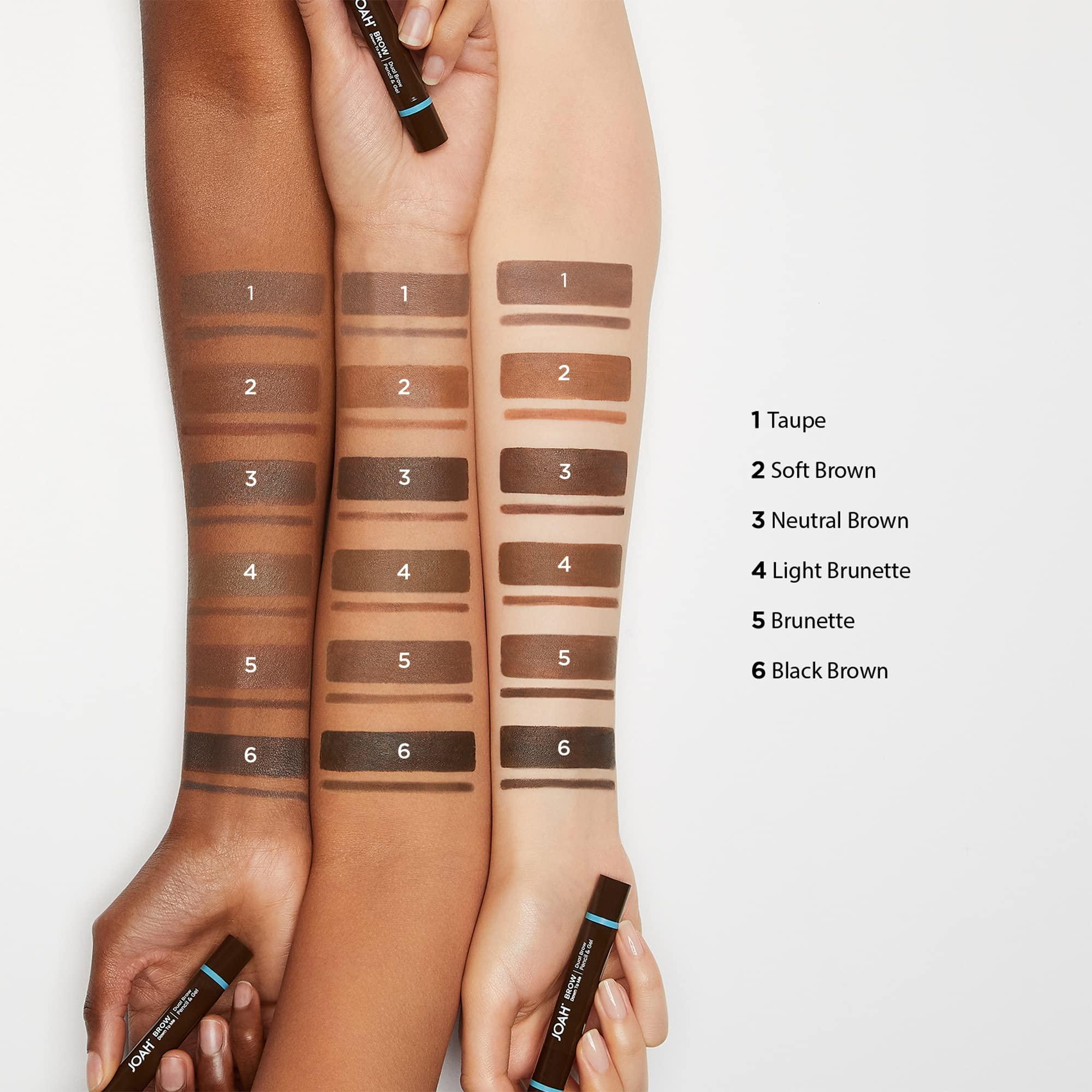 JOAH JOAH Brow Down To Me Dual Brow Pencil and Gel, Triangular Tip, Tinted Gel, Long-Lasting Vegan Formula, Smudge-Free Pencil Tip, Lightweight, Water-Resistant, Black Brown