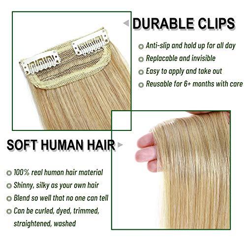 S-noilite S-noilite Clip in Hair Extensions for Short Hair 100% Real Human Hair 1PCS 2 Clips Clip in Hairpieces For Women with Thinning Hair Add Hair Volume 15g 10Inch-Natural Blonde