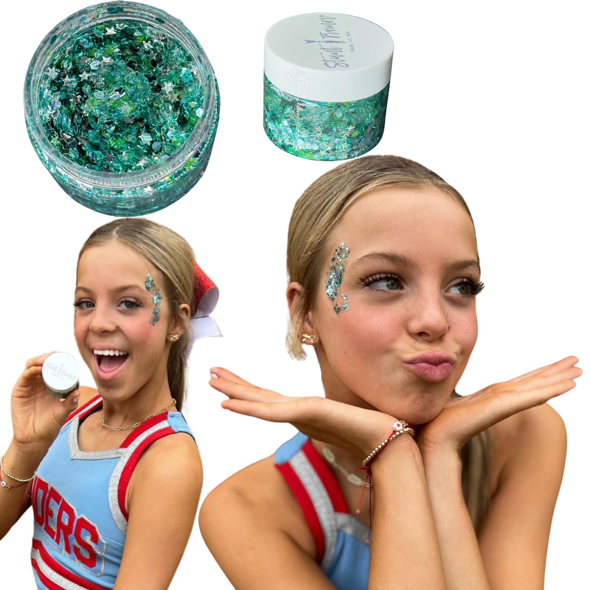 Stunt Trainer Stunt Trainer Cheer Glitter Face Body Makeup Peel Off Gel Chunky Holographic 15 Colors 1.6oz Vegan Cruelty Free Nontoxic Cheerleader Cheerleading Makeup