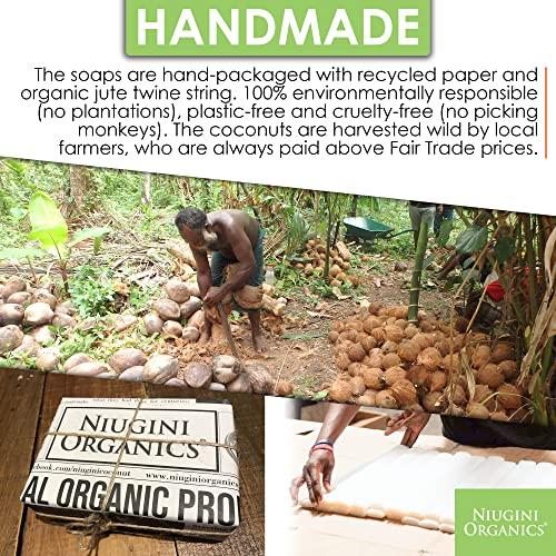 Niugini Organics Niugini Organics Certified Super Organic Natural Bar Soap From Premium Coconut Oil - Cold Pressed Bath Soap for Men & Women - Face & Body Soap Bars - Jabon De Bao (Mixed, Pack of 4)