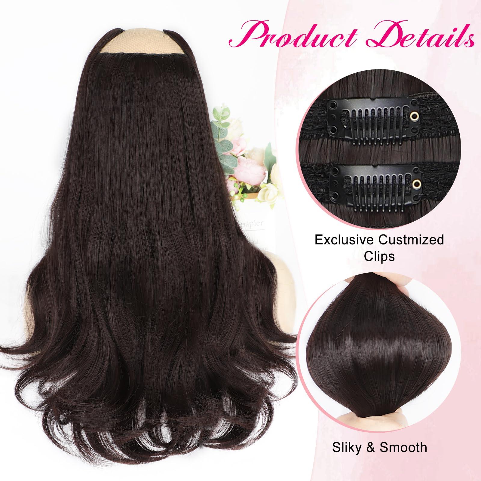 SUZYACCKR SUZYACCKR Clip in Hair Extensions For WomenDrak Brown Long Stright Layered Hair Extensions 18 inch 5PCS Hair Extension Thick Set Natural Soft Hair